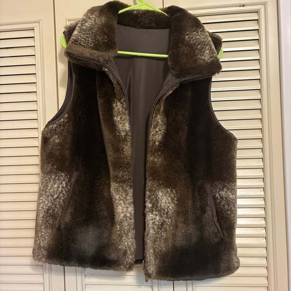 Giacca a Gallery Company Faux Fur Reversible Vest Size M Brown